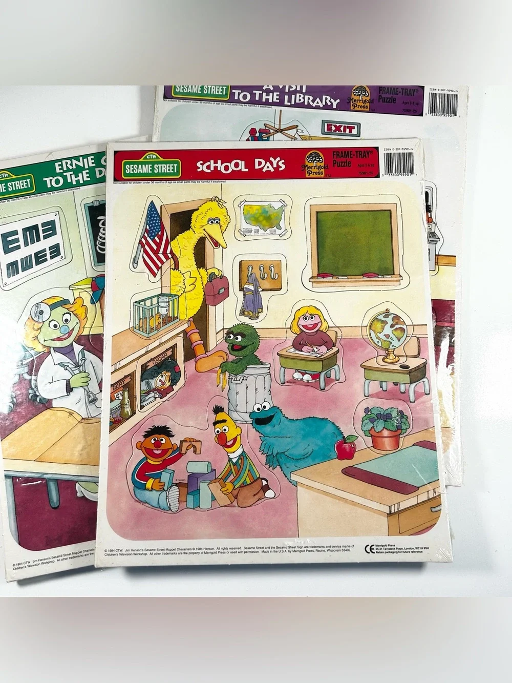 Merrigold Press Sesame Street Frame Tray Puzzle Lot from 1984